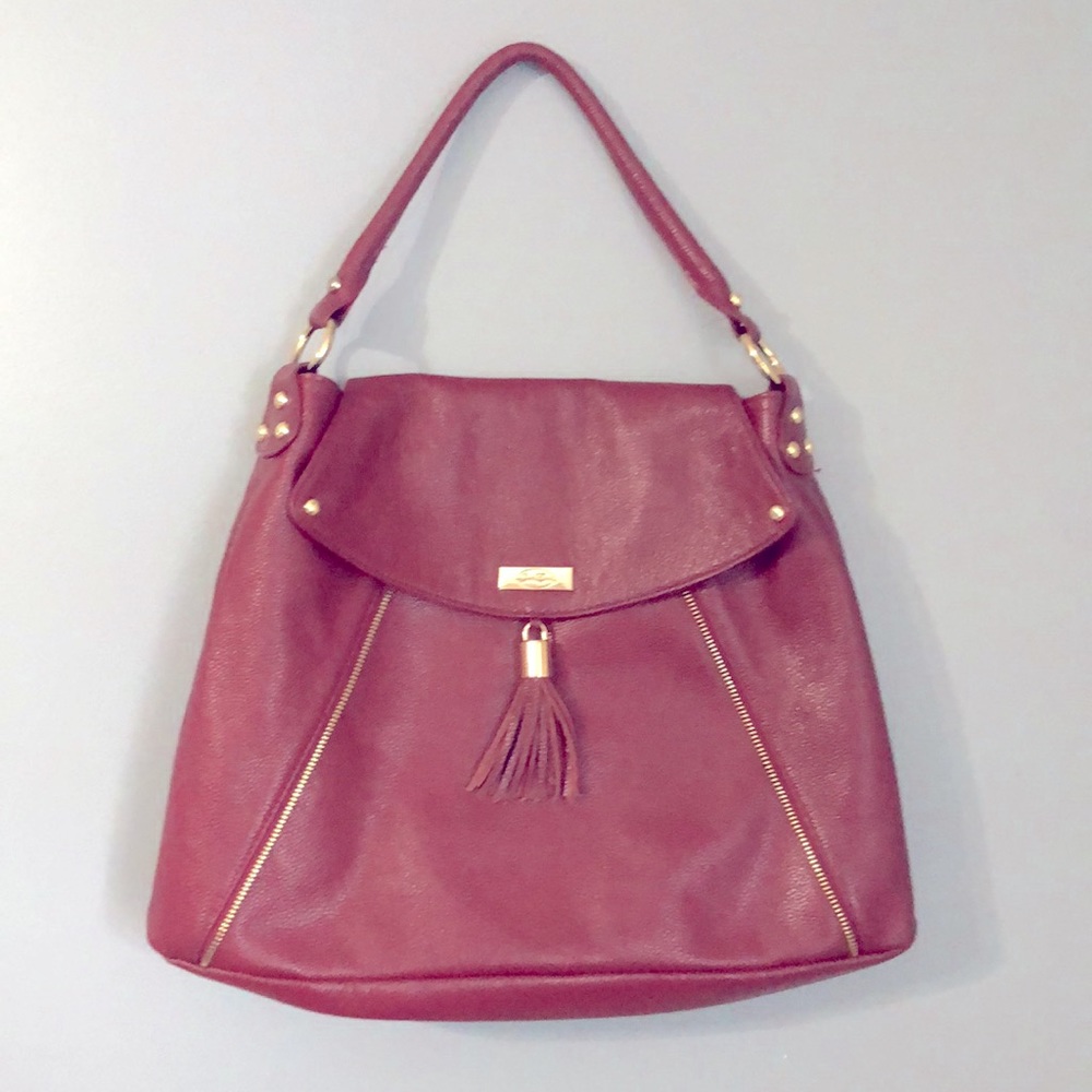 Onna Ehrlich Red Pebbled Leather Kelly Hobo Bag